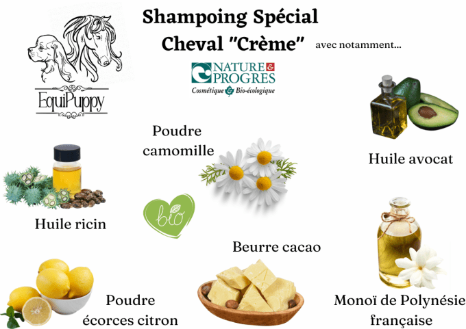 composition shampoing biologique spécial cheval crème-palomino