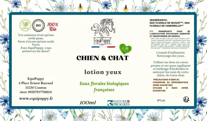 Lotion nettoyante biologique Yeux Chien