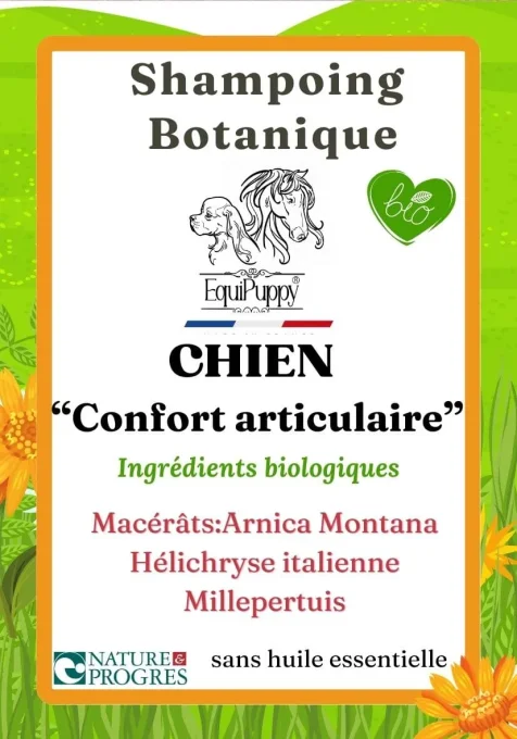 Shampoing naturel & bio pour chien "Confort articulaire" à l'arnica 