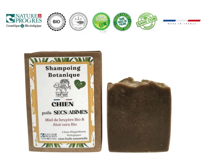 Shampoing naturel et bio pour chien - Chien poils secs 